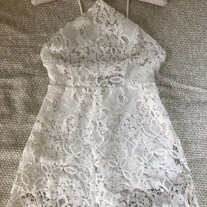 Astr lace open back romper
